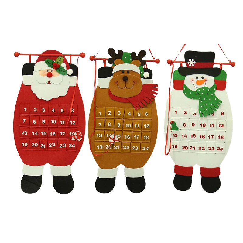 Креативная Рождественская елка календарь Санта Клаус Снеговик Олень рождественское день рождения Адвент календарь с карманами новогодний декор