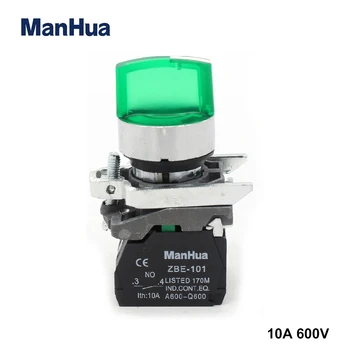 

ManHua XB4-BK33M3 220V LED Switch Selector switch push button switch standard handle
