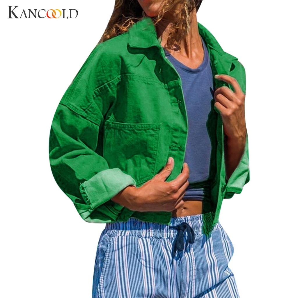 wonderful  KANCOOLD 2019 Autumn Long Sleeves Solid Jacket Women New Fashion Cardigan Coat Stand-collar Cotton 