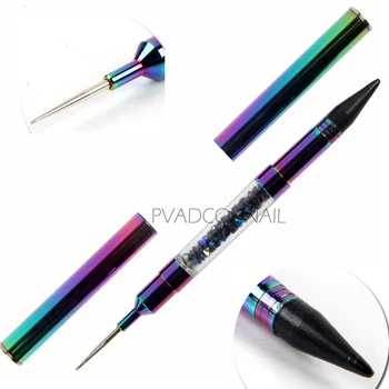 

Nail Dotting Pen Dual-ended Nails Crystal Gem Rhinestone Picker Wax Pens Pencil Metal Handle Beauty Salon Manicure Tools