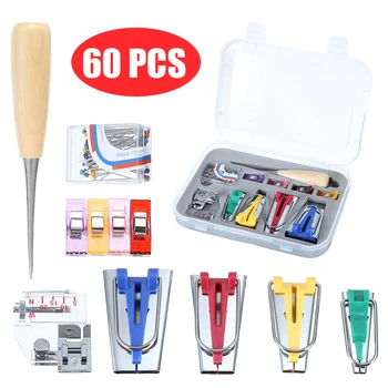 

60pcs Multifunction Bias Tape Maker 4 Sizes Binding Tape Makers Kit Set For Sewing Accessories