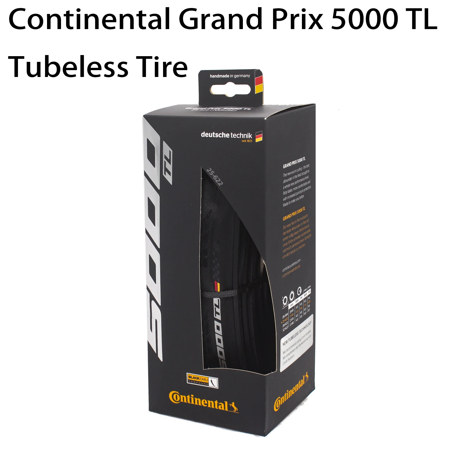 Континентальный Grand Prix 5000 Tl 700c камерные Шины, Одноместный/700x25c