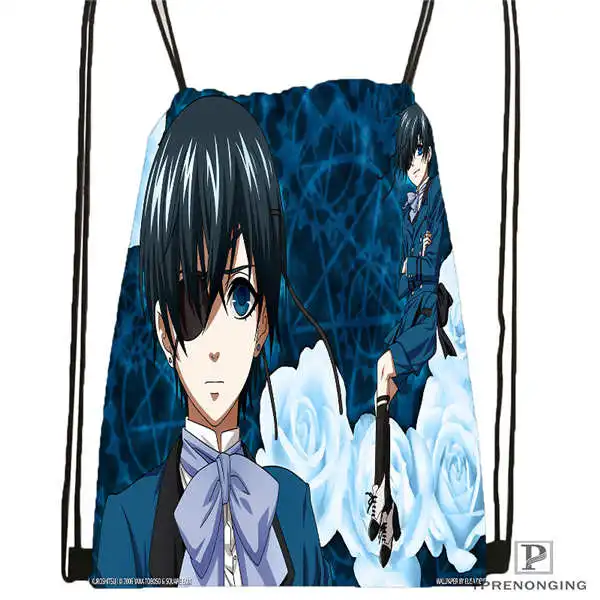 Drawstring Backpack Custom Ciel. Phantomhive. full.@ 01 походная сумка на шнурке милый рюкзак для детей(черная спинка) 31x40 см#180611-01-07 - Цвет: Drawstring Backpack