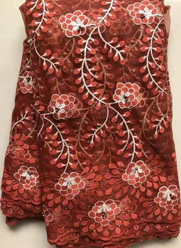

French Net Lace Fabric 2020 Latest African Lace Fabric With Beaded stones Embroidery Tulle Lace Fabric High quality SLL4817