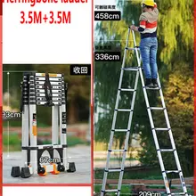 3.5M + 3.5M Aluminium Telescopische Ladder Visgraat Ladder Huishouden Vouwladder Lift Onderhoud Techniek Ladder