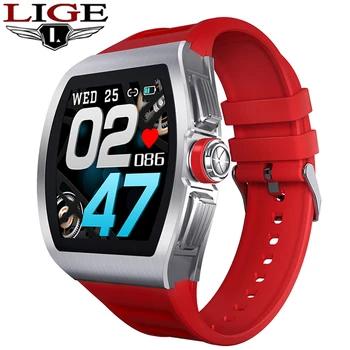 

LIGE Men Smart Watch 1.4 inch Square Screen HD Color Screen Music Camera Control IP68 Waterproof Sports Track Smart Watch Women