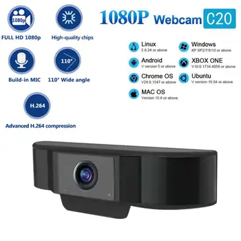 

1080P HD Mini Computer Webcam 2MP Anti-peeping Rotatable Adjustable Camera USB2.0 / 3.0 Live Video Webcast Video Conference