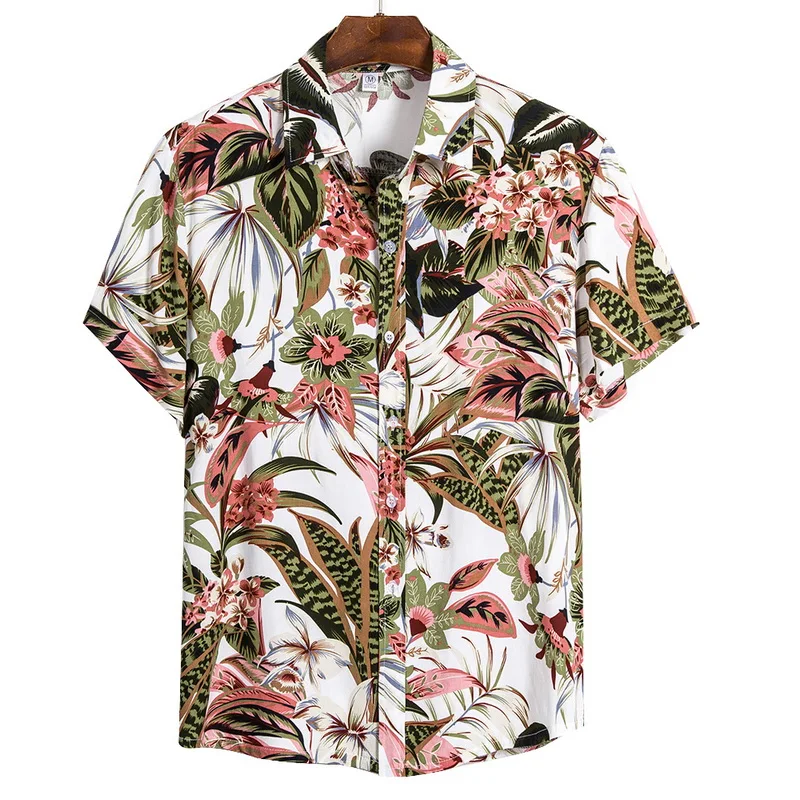 

Casual Mens Beach Hawaiian Shirts Short Sleeve Casual Buttons Shirt Summer Fashion Floral Mens Printed Hawaiian Loose Beachwear