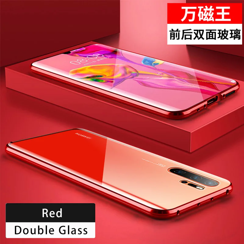 360 Double Glass Protective Case For Honor 20i 10i 20 Pro Lite Magnetic Flip Cover Case For Honor 9X Pro 8X Max Phone Capa - Цвет: Красный