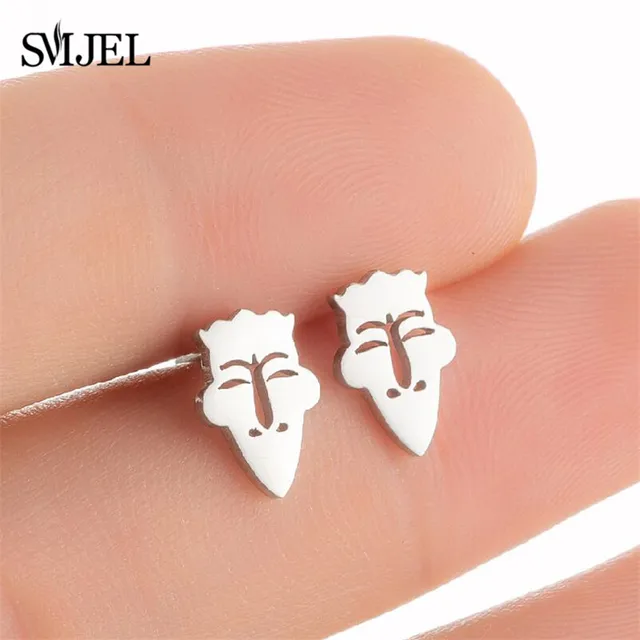 Stainless Steel Mini Stud Earrings Mushroom Cherry Weather Sun Water Droplets Cartilage Ear Piercing Jewelry Skull Face Studs 452