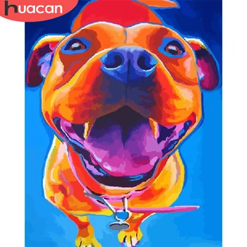 

HUACAN DIY Painting By Number Dog Pictures By Numbers Animal Kits Hand Painted Paintings Art Gift Drawing On Canvas Home Decor