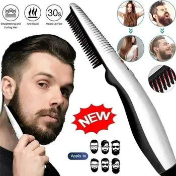 

Multifunctional Styling Comb Beard Straightener Hair Electric Hot Comb Straightening Curling Brush for Male Female General