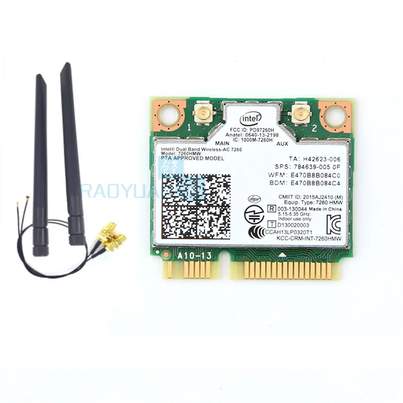 Для intel Dual Band Wireless-AC7260 7260HMW 7260AC half Mini PCIe BT4.0 беспроводная карта SPS:710661-001 для HP EliteBook840