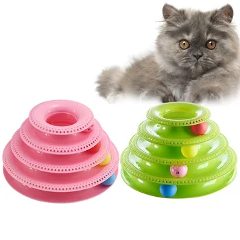 

3/4 Layers Cat Crazy Pet Ball Disk Toys Interactive Amusement Plate Play Disc Trilaminar Turntable Cat Toy Scratcher Cats Gift