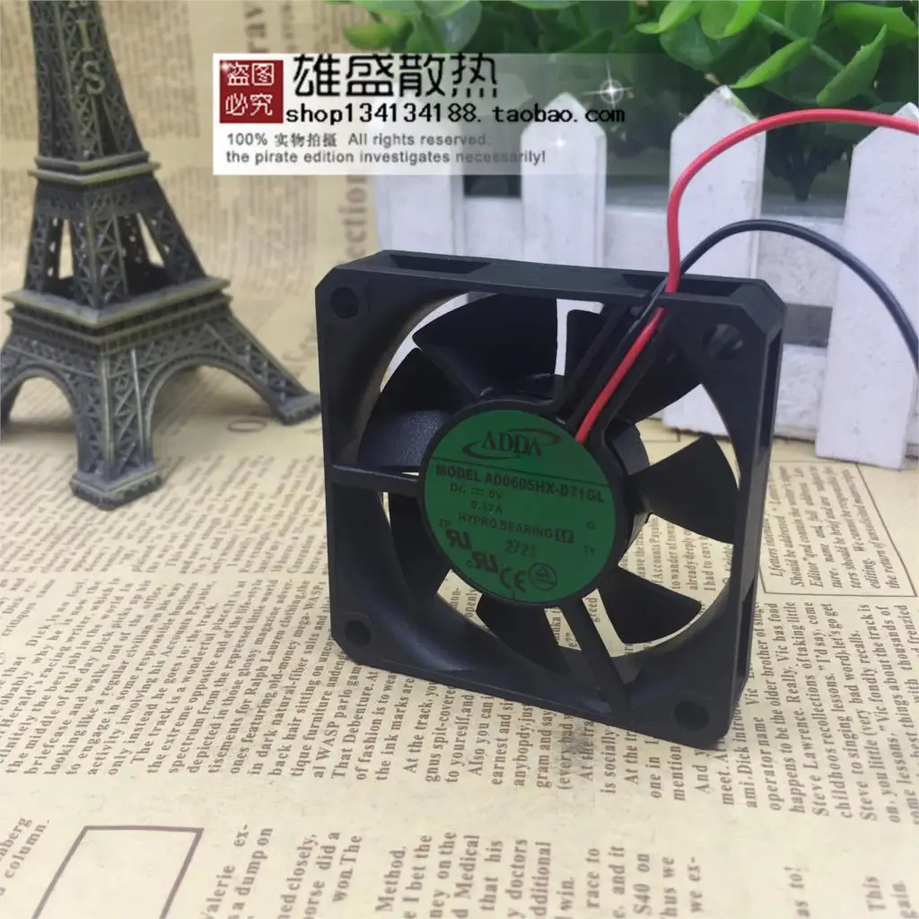 Для Adda AD0605HX-D71GL 5V 0.37A 6cm 6015 2-проводной большой вентилятор охлаждения воздушного