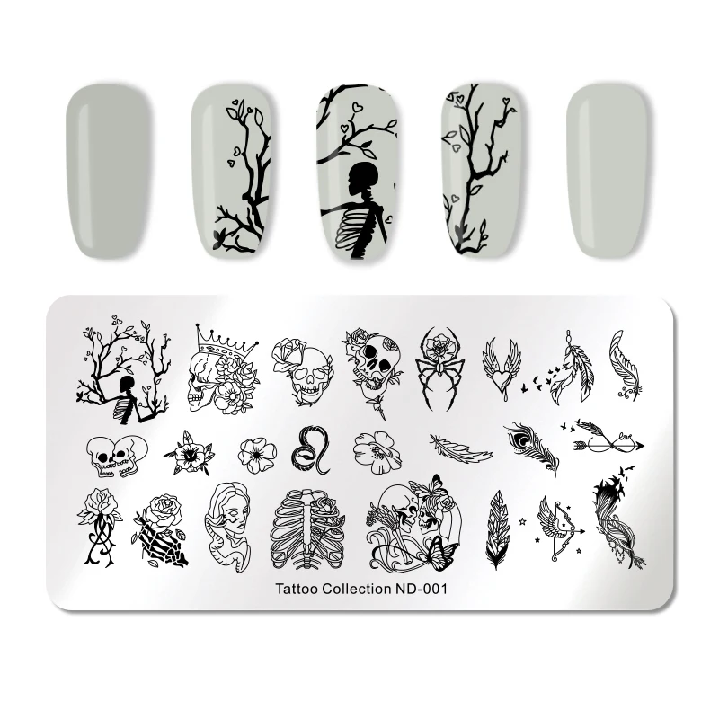 NICOLE дневник ногтей штамповки пластины кружева цветок животный узор дизайн ногтей штамп штамповка шаблон изображения пластины трафаретные гвозди инструмент - Цвет: ND1