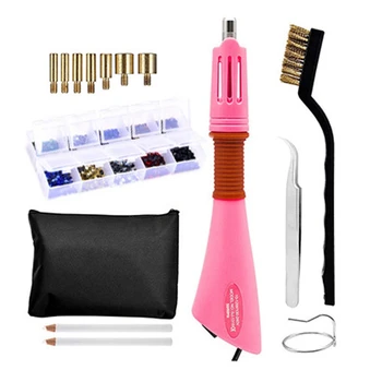 

DIY Rhinestone Wand Setter Tool Kit Include 7 Different Sizes Tips, Tweezers Kit, 2 Pencils US Plug