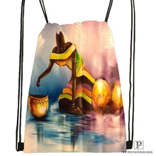 Пользовательские абстрактные африканские танцоры походная сумка на шнурке милый рюкзак для детей(черная спина) 31x40 см#180531-03-20