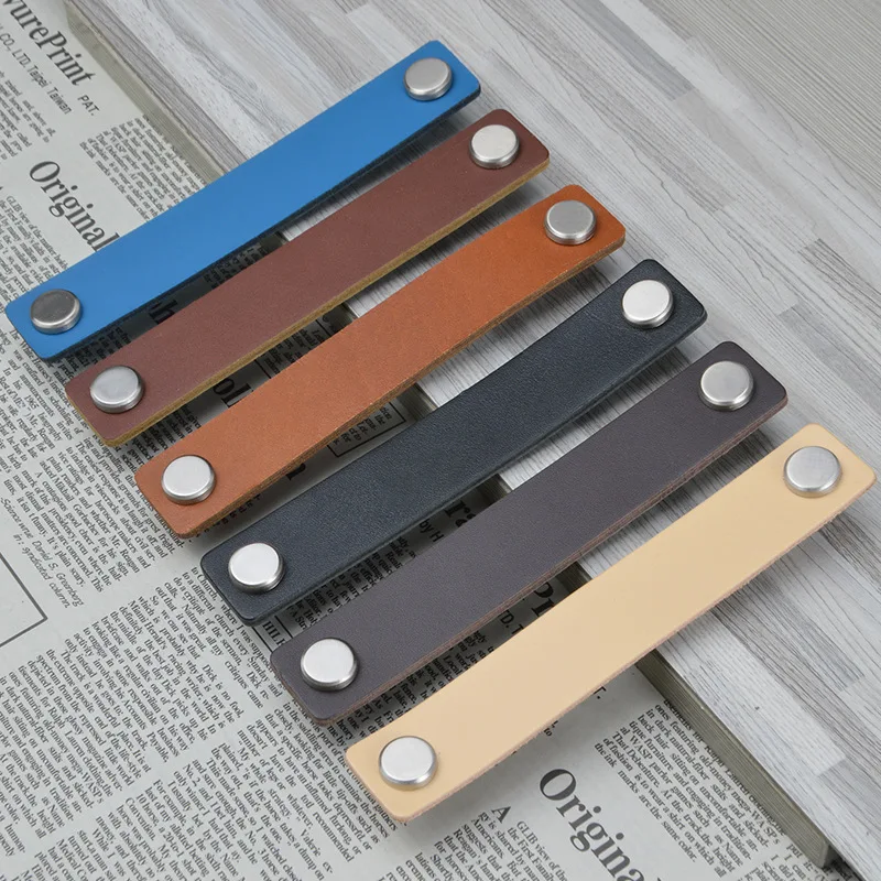 

Leather Dresser Handle Wardrobe Drawer Pulls Equipment Cabinet Kitchen Handle Black Door Knobs And Handles For Furniture