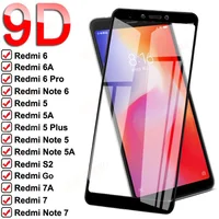 Vidrio Protector completo 9D para Xiaomi Redmi 5 Plus 5A Go 6 6A S2 7 7A, Protector de pantalla templado, película de vidrio para Redmi Note 5 5A 6 7 Pro