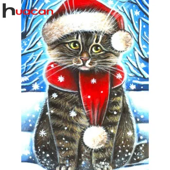 

Huacan 5d DIY Diamond Painting Cat Full Drill Square/Round Animal Diamond Embroidery Sale Christmas Craft Kit Decor For Home