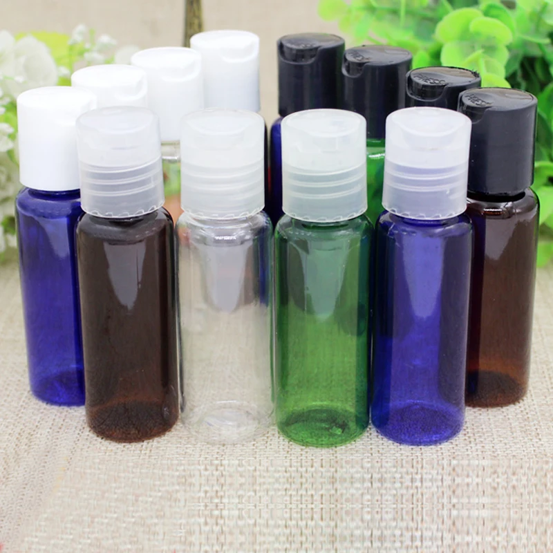

100pcs 20ml Empty Mini Travel blue brown Small Shampoo Shower Gel Liquid Soap Disc cap bottle Cosmetic packaging