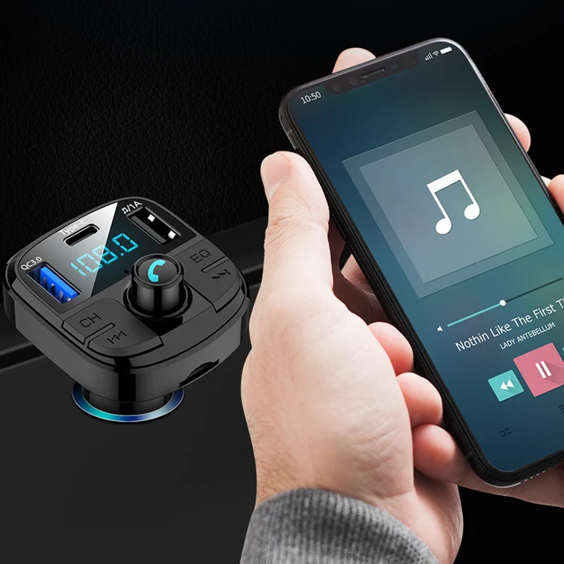 Bluetooth 5,0 Fm передатчик автомобильный комплект MP3 модулятор автомобильное зарядное устройство QC3.0 3 USB порт с светодиодный экран