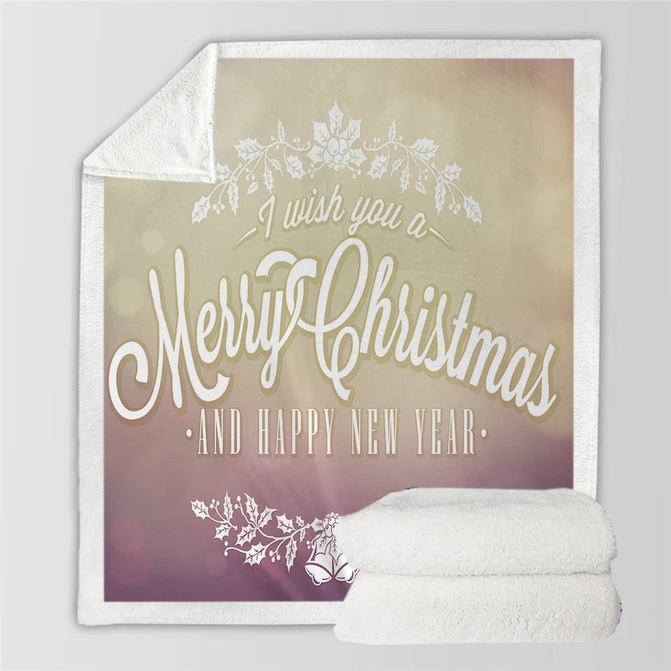 Мягкая ткань Merry Christmas 3D Printed Sherpa Blanket Couch Quilt Cover Travel Family Bedding Outlet Velvet Plush Throw Fleece Bedspread - Цвет: Мягкая ткань