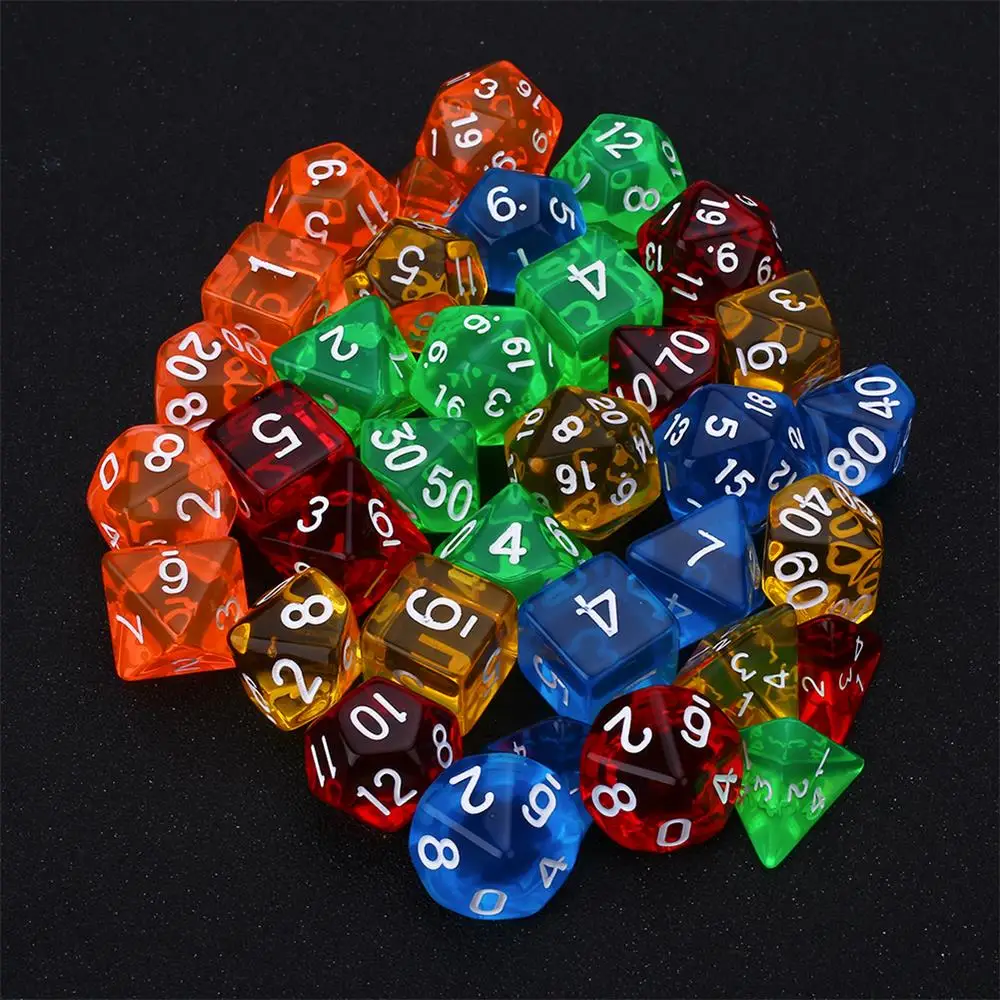 7Pcs Gem Transparent Dice RPG Games Party KTV For Families Friends Adults