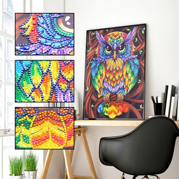 

HUACAN Special Shape 5D DIY Diamond Painting Owl Diamond Embroidery Cross Stitch Animal Home Decoration