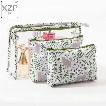 

XZP 3 Pcs New Arrive Flamingo Cosmetic Bag Women Necessaire Make Up Bag Travel Waterproof Portable Makeup Bag Toiletry Kits PVC