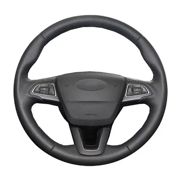 

DIY Genuine Leather Car Steering Wheel Cover For Ford Focus 3 / Kuga/ Escape / C-MAX / Ecosport/ Protect Steering-wheel