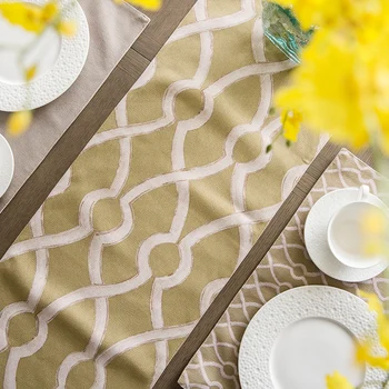 

DUNXDECO Table Runner Long Table Cover Party Dinner Fabric Modern Nordic Simple Artistic Fresh Geometric Print Mat