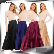 Женские винтажные осенне-зимние юбки с высокой талией, элегантные сексуальные обтягивающие однотонные плиссированные юбки, женские макси юбки, женские s Shilanmei