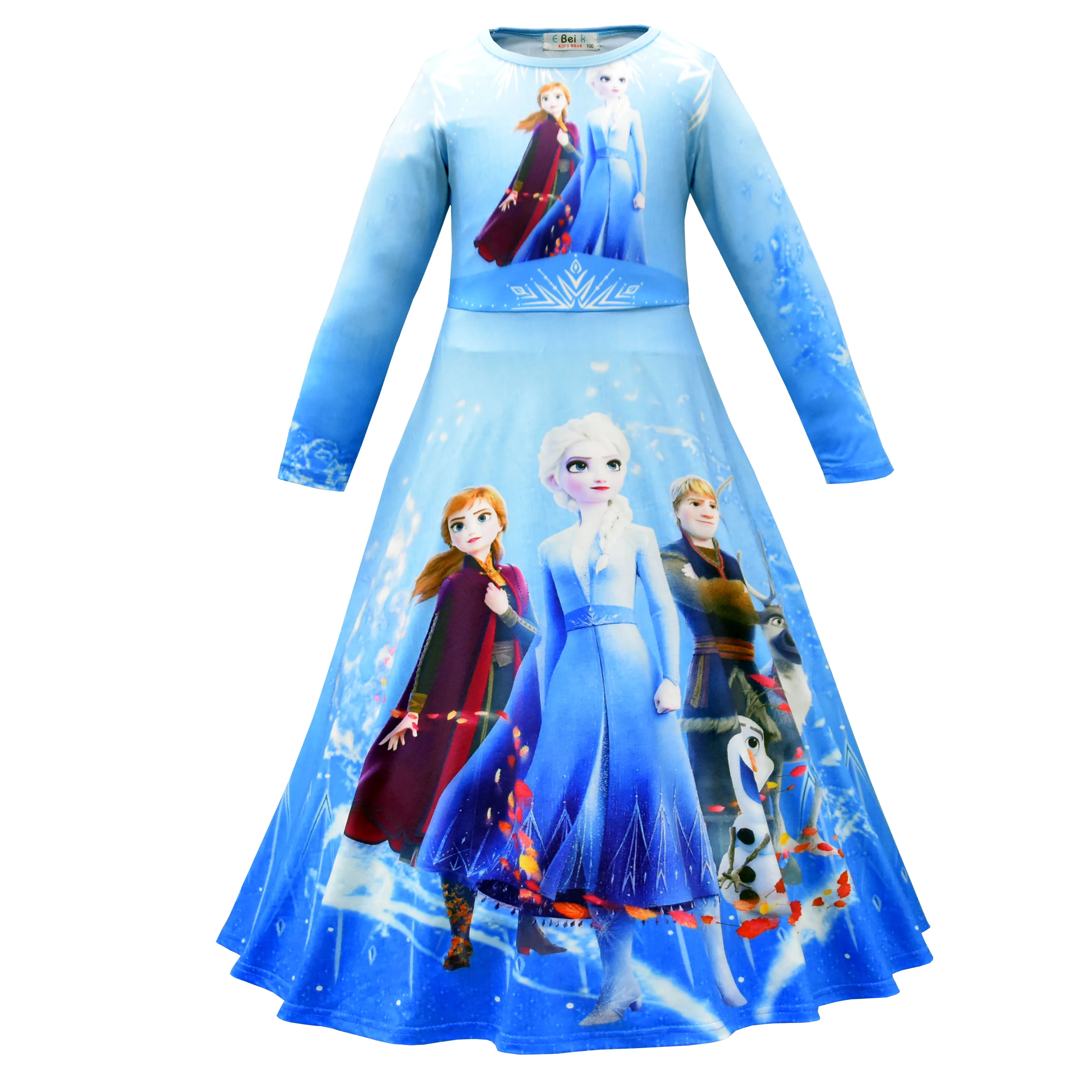 Длинное рождественское платье для девочек платье принцессы «Снежная королева 2» карнавальный костюм Анны и Эльзы вечерние платья - Цвет: 9902-2YBK