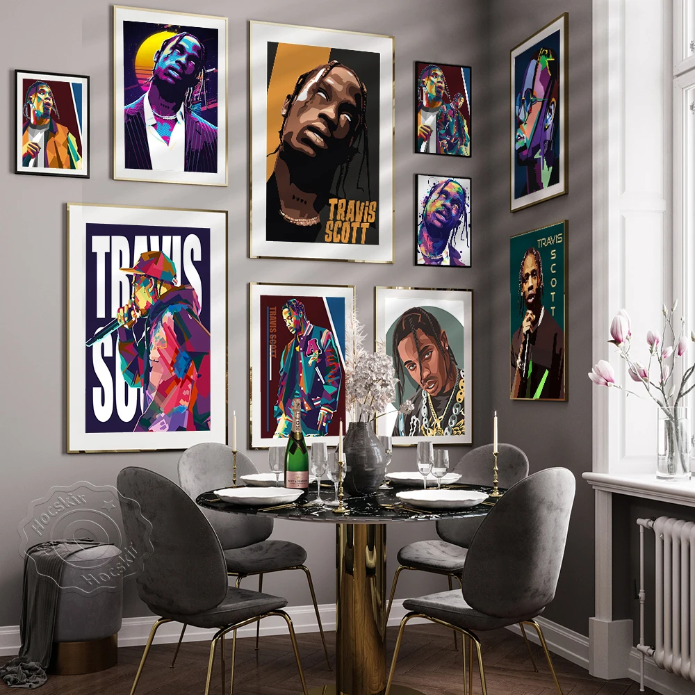 Poster Travis Scott, Stampe D'Arte Travis, Decorazioni Murali Scott, Poster A Stella, Poster Musicali, Foto A Parete, Arte Vintage, Bar Pub Club,