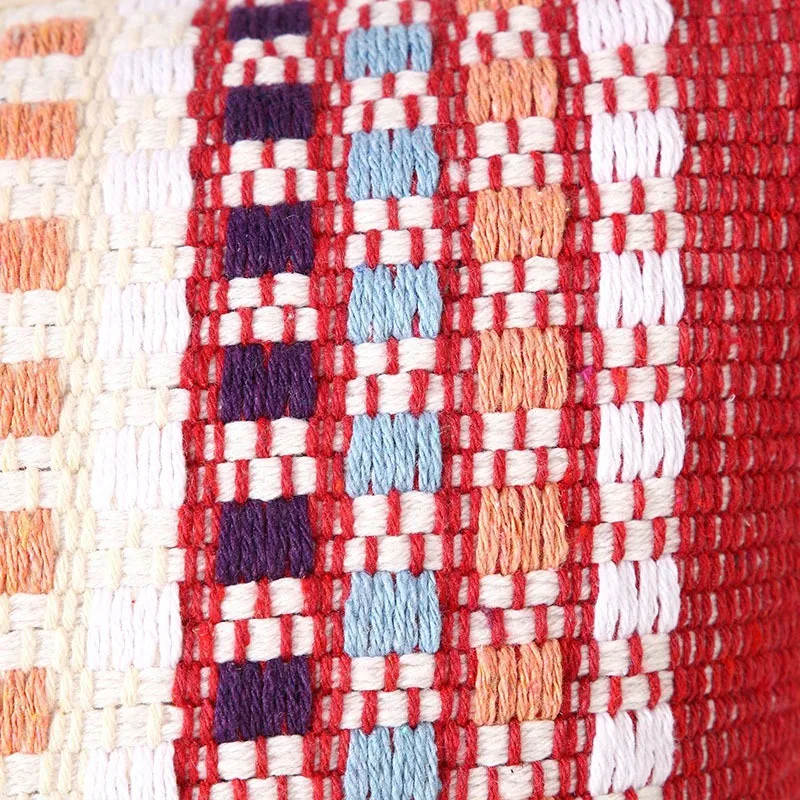Red Cushion Cover Tassels Moroccan Style Pillow Cover Woven for Home Decoration Sofa Bed 40X40cm