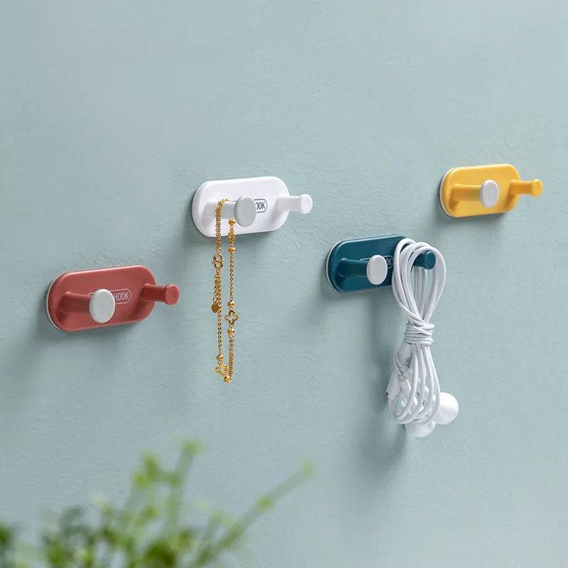 

Plastic Door Wall Hanger Hook Clothing Display Racks Key Hanging Strong Self Adhesive Hook Sundries Home Kitchen Bathroom Holder