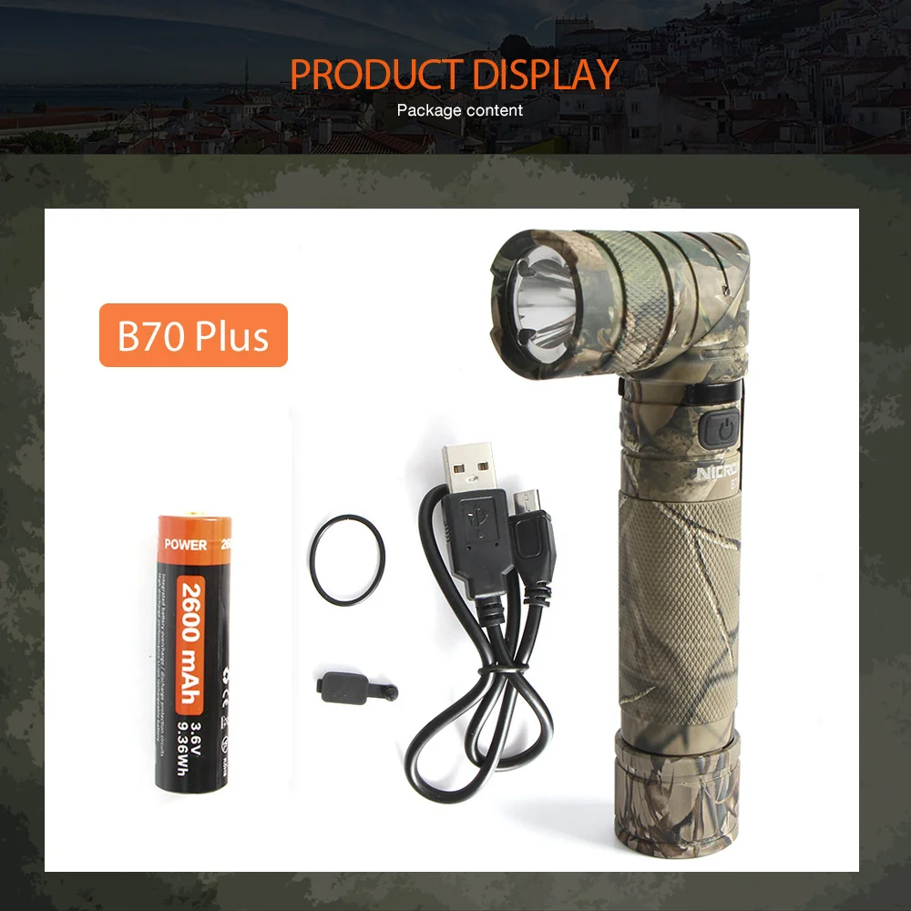 NICRON Camo твист светильник для улицы 3 цвета ручной работы с магнитом 18650