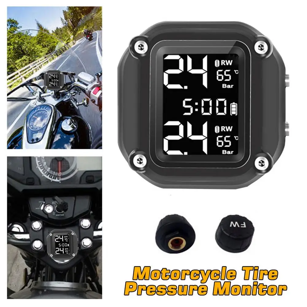 TPMS сигнализация для мотоцикла монитор давления в шинах беспроводной ЖК-дисплей