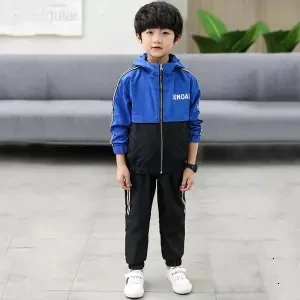 Teenager Boys Clothes Sets New Spring Autumn Kids Casual Cotton Hoodies+Pants 2Pcs Suit For Children Kids jogging Outfits 3-10Y - Цвет: Синий