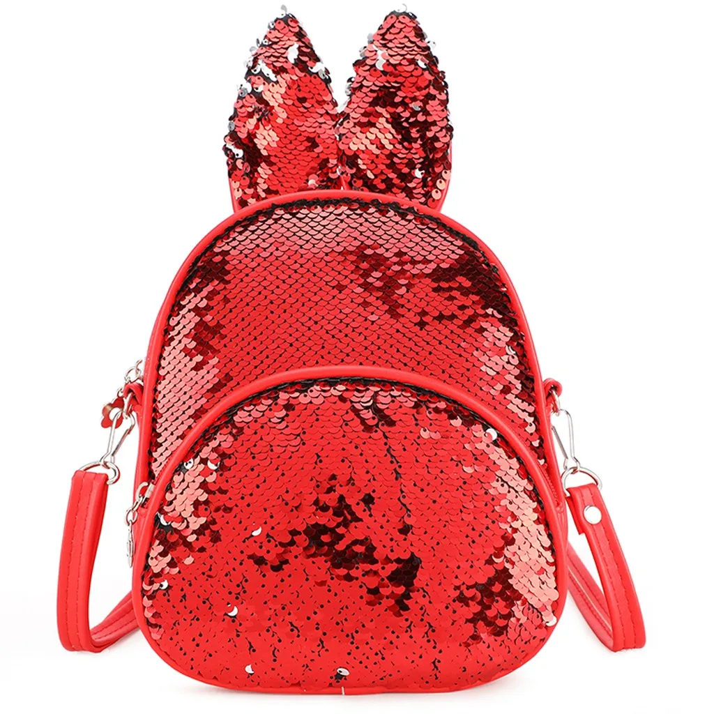 Мини-рюкзак женская сумка модный тренд с блестками и милыми заячьими ушками Детская сумка сумки через плечо школьный рюкзак маленький рюкзак