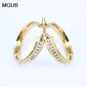 

2020 Fashion Hoop Earrings With Rhinestone Circle Earrings Simple Earrings Big Circle Gold Color Loop Earrings For Women LH833