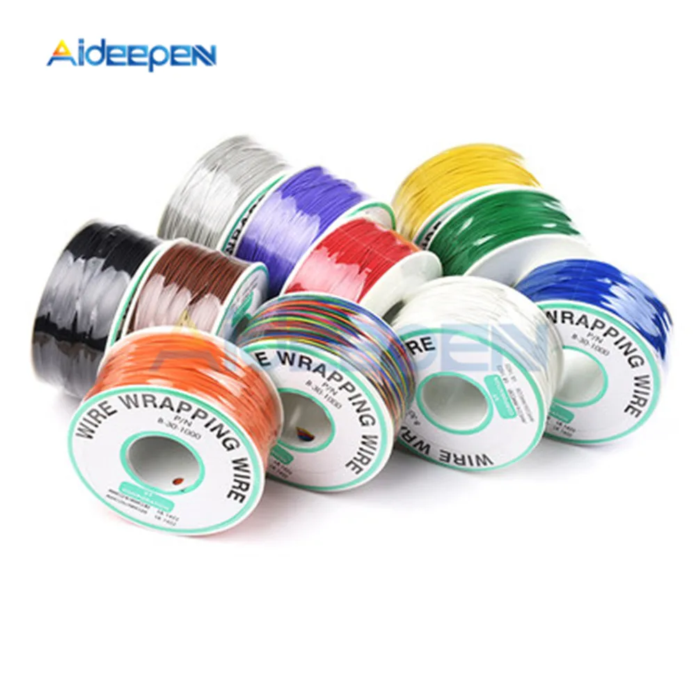

280m 30AWG Wrapping PCB Wire Tin Plated Copper Cable Breadboard Jumper Insulation Electronic Conductor Wire Connector 7 Colors