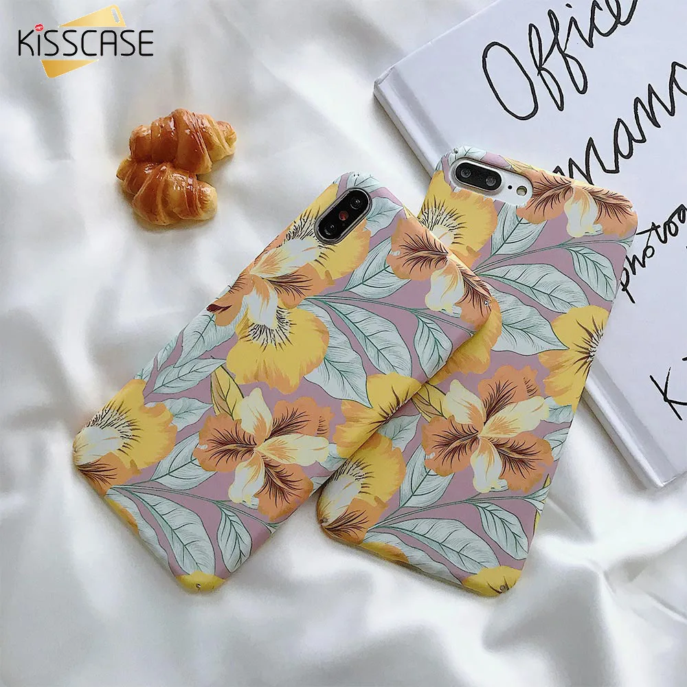KISSCASE Animal Flowers Phone Case For iPhone 7 XR XS MAX X Hard Water PC Cases 8 Plus 6 6S Back Covers Coque |