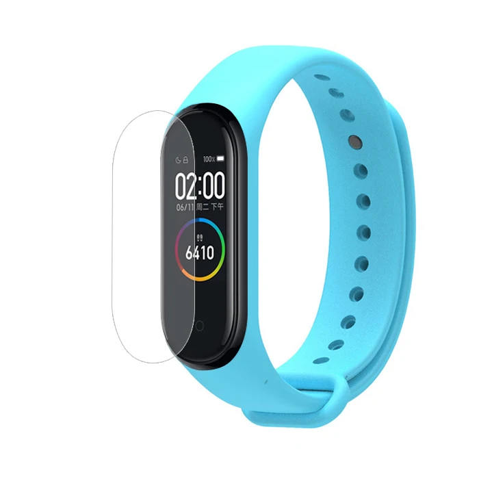 light blue Браслет для Xiaomi Mi band 2 3 4 сменный силиконовый ремешок для Xiaomi Mi Band 2+ Защитная пленка для экрана - Цвет: light blue