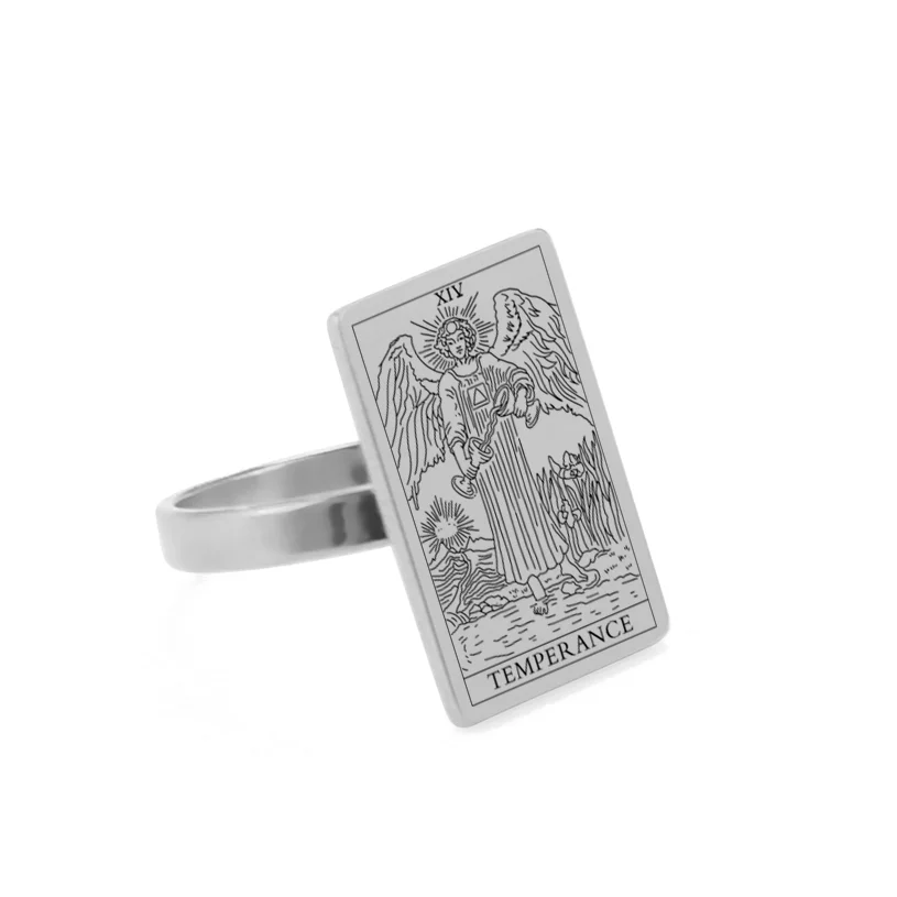 Dawapara Gold-Tone Tarot Card Stainless Steel Vintage Ring for Women - Major Arcana Inspired Jewelry
