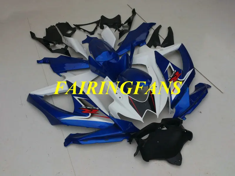 Литья под давлением обтекатель комплект для GSXR600 750 K8 08 09 GSXR 600 GSXR750 2008 2009 ABS белый синий Обтекатели кузова+ подарки SA43