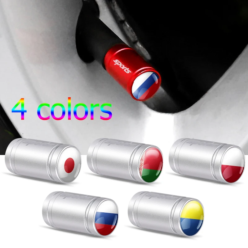 

Car Styling 4Pcs Japan Poland Ukraine Belarus Russia National flag Emblem Bicycle motorcycle Wheel Tire Parts Valve Stem Caps