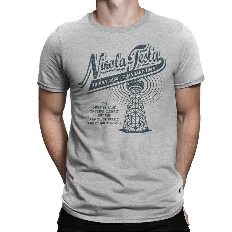 Nikola Tesla Graphic T shirt хлопковая футболка премиум класса Мужская смешная всех размеров